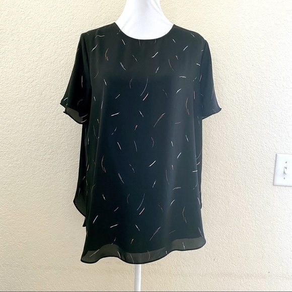 Apt 9 black short sleeve dressy blouse Size Large - Picture 1 of 11